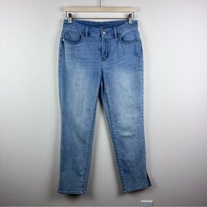 Chicos Jeans Womens Four Slimming Girlfriend Slim Leg Ankle Stretch Denim Blue